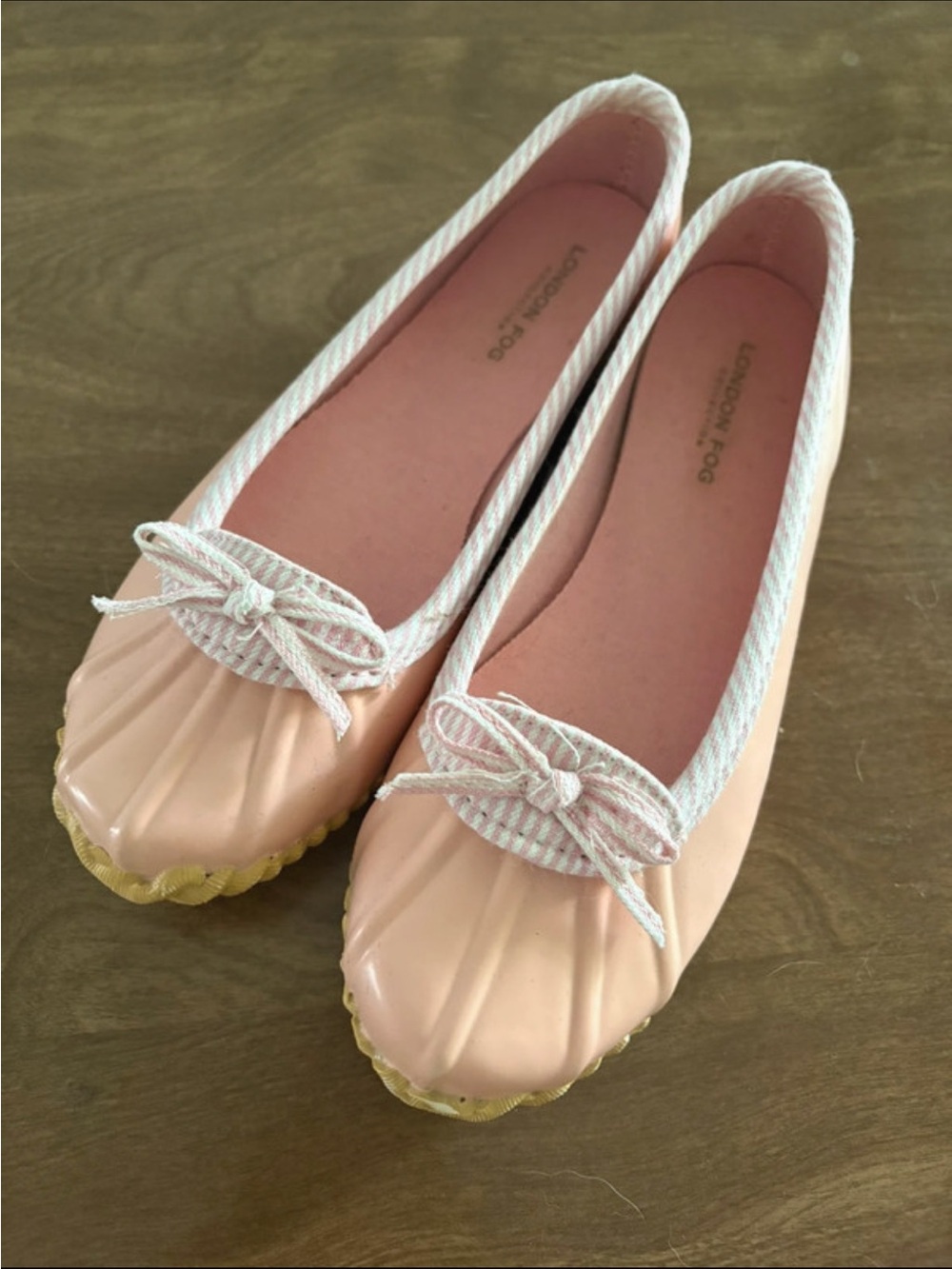 London Fog Welly Pink Ballet Flats with Rope Trim